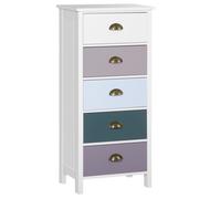 HOMCOM Chiffonnier Commode Meuble de Rangement 5 tiroirs Multicolores avec poignée métal Coquille MDF - dim. 45L x 30l x 95,4H cm