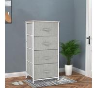 HOMCOM Chiffonnier Meuble de Rangement dim. 45L x 30l x 92H cm 4 tiroirs Non-tissés Gris Structure métal Blanc Plateau MDF Bois Clair Description:Ce joli chiffonnier 4 tiroirs sera le meuble idéal pou