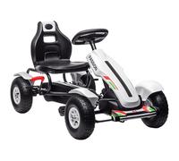 HOMCOM Children Pedal Go Kart, Kids Ride on Racer with Adjustable Seat, Inflatable Rubber Tyres, Handbrake, for Ages 5-12 Years - White