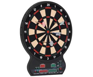 HOMCOM Cible Jeu de fléchettes électronique 27 Jeux et 202 Variations, jusqu'à 8 Joueurs, Affichage LED, Jeu de fléchettes avec 12 fléchettes Pointes Souples et 30 Pointes de Rechange Noir