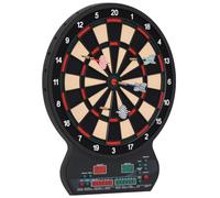 HOMCOM Cible Jeu de fléchettes électronique 27 Jeux et 202 Variations Noir | Jusqu'à 8 Joueurs, Affichage LED, 12 Fléchettes Pointes Souples, 30 Pointes de Rechange