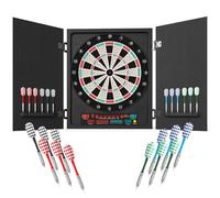 HOMCOM Cible de fléchettes électronique refermable – 27 jeux, jusqu'à 8 joueurs, LED, noir