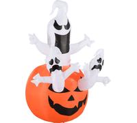 HOMCOM Citrouille gonflable Fantôme Fantôme Halloween Décoration Figure aérienne avec éclairage LED, polyester, 120x120x180cm