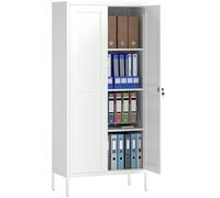 HOMCOM Classeur 2 Portes en Acier, classeur de Bureau avec étagères réglables et Serrure, classeur Polyvalent, pour Le Bureau à Domicile, 80x40x175 cm, Blanc