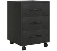 HOMCOM classeur 3 tiroirs pour fichiers A4 & Letter, Bois Noir Grain
