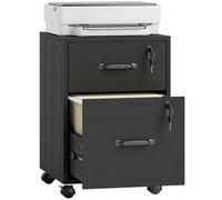 HOMCOM Classeur à roulettes avec 2 tiroirs, classeur mobile avec dossiers suspendus pour documents de format lettre, noir