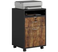 HOMCOM Classeur de Bureau avec tiroir, roulettes et étagère Ouverte, classeur de Bureau à tiroirs avec Serrure et 2 clés pour Format Lettre/légal/A4, classeur d'étude, 40x35x60cm, Marron