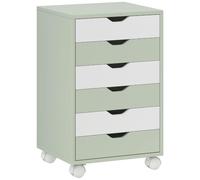 HOMCOM Classeur de bureau mobile 6 tiroirs Vert & Blanc | Support d'imprimante avec roulettes, glissières silencieuses, pour bureau, maison