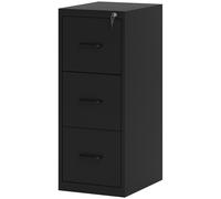 HOMCOM Classeur de Documents Minimaliste à 3 Tiroirs avec Barre Réglable, en Acier, 36.5x46.2x99 cm, Noir