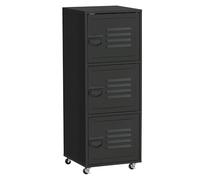 HOMCOM Classeur roulant 3 niveaux, mobile, avec roulettes, Noir