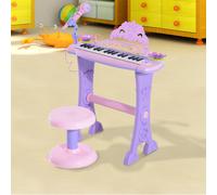HOMCOM Clavier électronique convient aux enfants à partir de 4 ans jusqu'à 9 ans 32 touches rose avec tabouret 45L x 21l x 55H cm rose