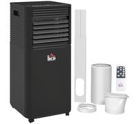HOMCOM Climatiseur mobile 7000 BTU 2,1KW climatiseur portable 4 en 1 déshumidificateur, refroidissement, ventilateur et modes sommeil, télécommande, minuterie 24H, jusqu'à 26 m noir