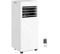 HOMCOM Climatiseur mobile 9000 BTU/H 2,6KW climatiseur portable 3 en 1 refroidissement, ventilateur, déshumidificateur, mode veille, minuterie 24H, 2 vitesses et télécommande, kit d'évacution, blanc