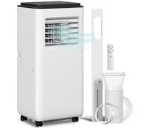 HOMCOM Climatiseur mobile 9000BTU 2,6kW, climatiseur portable 5 en 1 refroidissement, déshumidificateur, ventilateur, auto, mode nuit, télécommande, 2 vitesses, minuteur 24H, écran LED, 33m