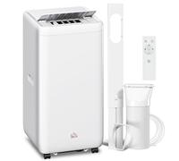 HOMCOM Climatiseur mobile, avec tuyau d'évacuation 12 000 BTU, 3,5 kW, 5 en 1, mobile, refroidissement, ventilation, déshumidification, mode automatique et mode veille, minuterie 24 h, télécommande