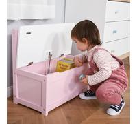 HOMCOM Coffre à jouet enfant banc de rangement enfant couvercle rabattable et charnières de sécurité 60 x 30 x 50 cm rose