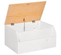 HOMCOM Coffre à jouets en bois pour enfants - Coffre de rangement pour livres - Charnière de sécurité - Meuble de salle de jeux - Blanc