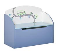 HOMCOM Coffre de rangement amusant pour enfants - 58 x 28 cm - Avec charnière de sécurité - Pour chambre à coucher, salle de jeux, jouets, livres, animaux - Bleu