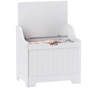 HOMCOM Coffre de rangement avec couvercle, coffre de rangement, coffre à jouets, coffre à outils, pour salon, chambre à coucher, blanc, 60 x 38 x 56 cm