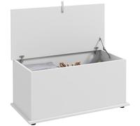 HOMCOM Coffre de Rangement, Banc de Rangement avec Couvercle Rabattable et charnières de sécurité, Banc Chaussures, Meuble d'entrée, Couloir, Chambre, Salon, 80 x 40 x 40 cm, Blanc