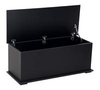 HOMCOM Coffre de Rangement, Banc de Rangement avec Couvercle Rabattable et charnières de sécurité, Banc Chaussures, Meuble d'entrée, Couloir, Chambre, Salon, 100 x 40 x 40 cm, Noir