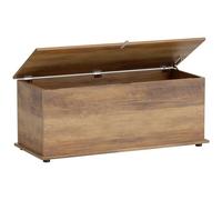 HOMCOM Coffre de Rangement, Banc de Rangement avec Couvercle Rabattable et charnières de sécurité, Banc Chaussures, Meuble d'entrée, Couloir, Chambre, Salon, 100 x 40 x 40 cm, Marron Grain Bois