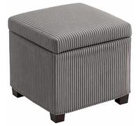 HOMCOM Coffre de rangement carré 40 cm, avec couvercle amovible, repose-pieds rembourré en velours côtelé pour salon, chambre à coucher, entrée, gris
