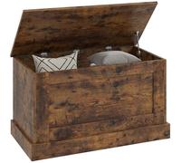 HOMCOM Coffre de Rangement, Coffre à Jouets en Bois, avec charnière de sécurité, pour Salon, entrée, 80 x 40 x 45 cm, Brun Rustique