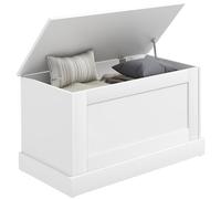 HOMCOM Coffre de Rangement, Coffre à Jouets en Bois, avec charnière de sécurité, pour Salon, entrée, 80 x 40 x 45 cm, Blanc