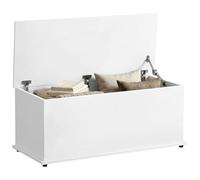HOMCOM Coffre de Rangement Couvercle Rabattable 100x40x40 cm Blanc | Banc de Rangement, Charnières de Sécurité, Banc Chaussures, Meuble d'Entrée, Couloir, Chambre, Salon
