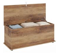 HOMCOM Coffre de Rangement Couvercle Rabattable 100x40x40 cm Marron | Banc de Rangement, Charnières de Sécurité, Banc Chaussures, Meuble d'Entrée, Couloir, Chambre, Salon