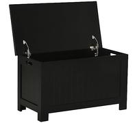 HOMCOM Coffre de rangement pour chambre à coucher Banc de rangement avec couvercle Coffre de rangement polyvalent avec charnière de sécurité pour entrée Salon 81x40x46 cm Noir