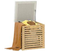 HOMCOM Coffre de Rangement, Tabouret de Rangement de 54.76 L, Design lamellé, Cadre en Bambou Naturel, Charge jusqu'à 120 kg, 40 x 40 x 47 cm, Bois Naturel