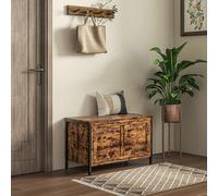 HOMCOM Coffre en Bois de 95L de Style Industriel avec Couvercle et Charnière de Sécurité, 80x40x49cm, Marron