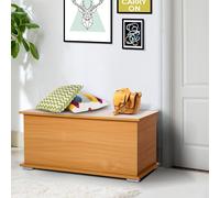 HOMCOM Coffre malle de rangement coffre à jouets dim. 100L x 40l x 40H cm panneaux particules bois clair