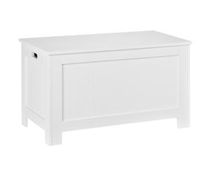 HOMCOM Coffre malle de rangement style contemporain 81L x 40l x 46H cm MDF blanc