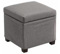 HomCom Coffre pouf 30 L rembourré velours côtelé – couvercle amovible – 40x40x40 cm gris
