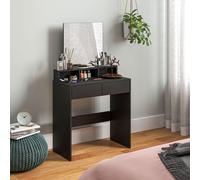 HOMCOM Coiffeuse avec Miroir 2 Tiroirs 3 Compartiments Table de Maquillage pour Chambre 75x38x135 cm Noir