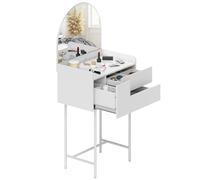 HOMCOM Coiffeuse avec Miroir arqué, Bureau de Maquillage Moderne avec 3 tiroirs, Petit Meuble de Toilette pour Chambre à Coucher, Petits espaces, 60 x 42,5 x 131 cm, Blanc