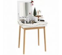 HOMCOM Coiffeuse avec Miroir Table de Maquillage Style Moderne - 2 tiroirs, Miroir Rabattable pour Chambre à Coucher, Salon, 60 x 50 x 85,5 cm Blanc