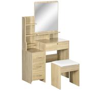 HOMCOM - Coiffeuse - Panneaux de particules - 80x38x143cm - Bois naturel