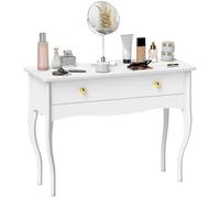 HOMCOM Coiffeuse, Table de Maquillage avec Grand tiroir et Pieds Cabriole, Bureau Coiffeuse pour Chambre à Coucher, 100 x 40 x 74 cm, Blanc