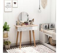 HOMCOM Coiffeuse Table de Maquillage Design scandinave tiroir et Grand Miroir dim. 70 x 39 x 119-128 cm Description:Cette jolie coiffeuse d'inspiration nordique avec ses pieds effilés et ses couleurs