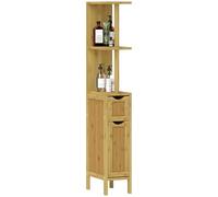 HOMCOM Colonne de Salle de Bain, avec 2 Étagères Ouvertes, Bois Naturel