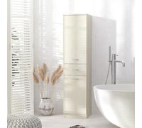 HOMCOM Colonne de Salle de Bains en Bois avec Tiroir, 2 Armoires et Étagères Ajustables, 34x34x150 cm, Couleur Bois