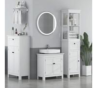 HOMCOM Colonne salle de bain, meuble salle de bain rangement, meuble de rangement avec 2 étagères, 1 tiroir et 1 placard, étagère réglable, armoire haute pour salon, cuisine - 40 x 30 x 165 cm, blanc