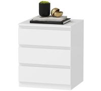 HOMCOM Commode 3 tiroirs à fermeture douce, commode pour salon/bureau, style moderne, 45x40x52,8 cm, blanc