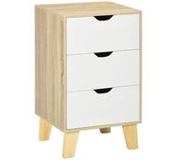 HOMCOM Commode 3 tiroirs avec Base surélevée 40x35x68.5cm Naturel-Blanc