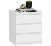 HOMCOM Commode 3 tiroirs avec fermeture douce, commode pour chambre à coucher, commode pour salon, bureau, style moderne, 45x40x52,8 cm, blanc