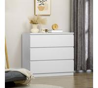 HOMCOM Commode 3 tiroirs, Meuble de rangement épuré pour chambre, intérieur, 80l x 39P x 73H cm